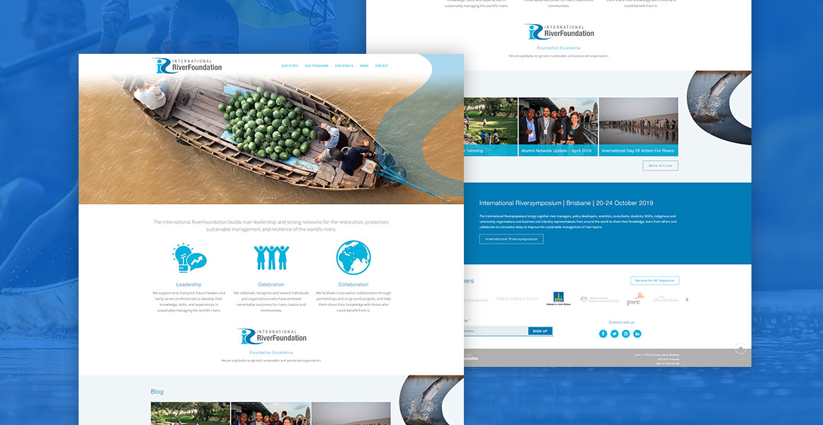 Example work of our web design services for International RiverFoundation