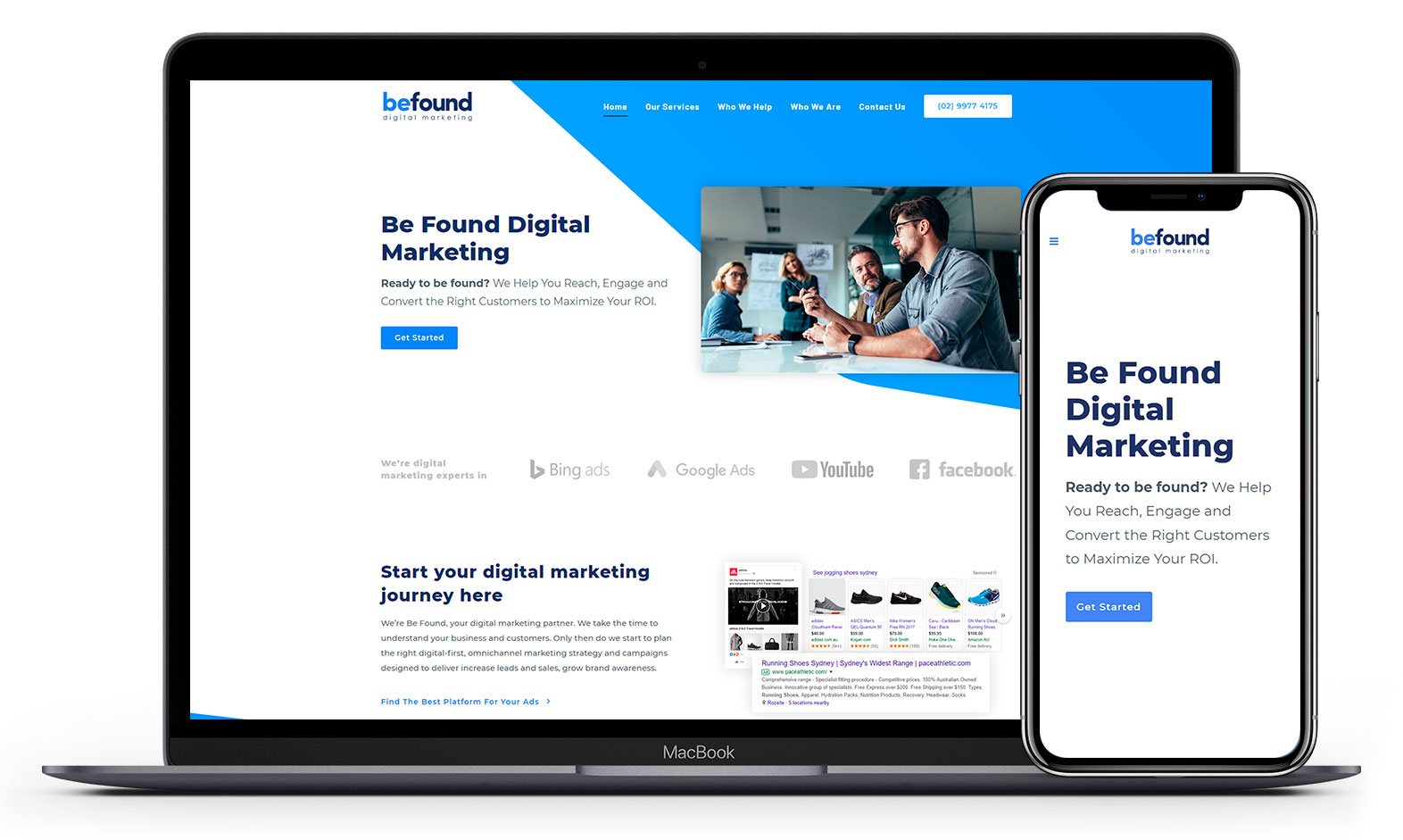BeFound Digital's website design displayed responsive devices