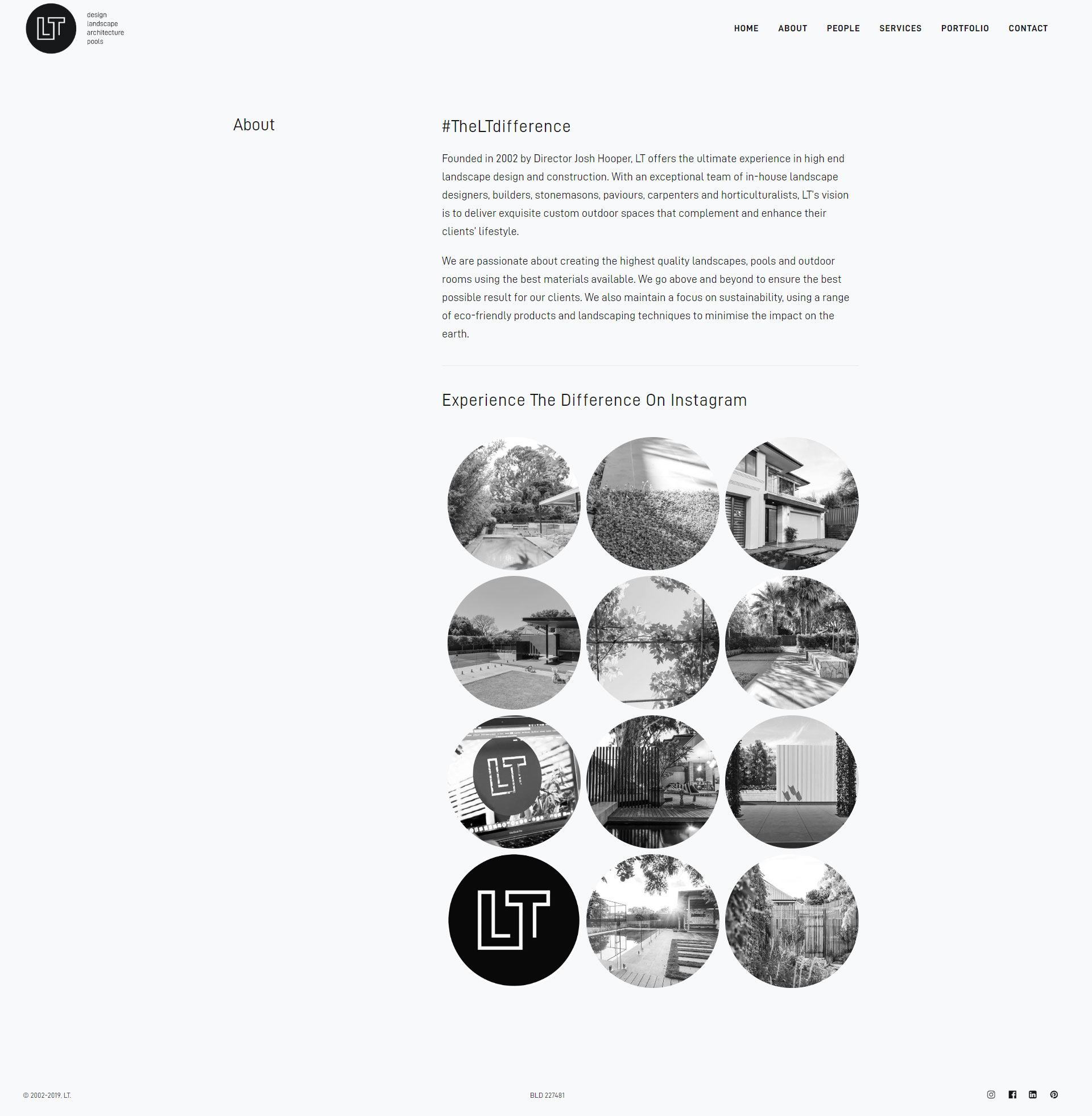 LT's website design of the about page